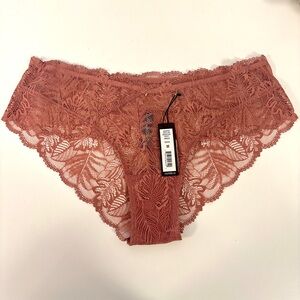 NEW Montelle Arizona Shimmer Lace High Leg Brazilian Cheeky Panty 9523 Sienna